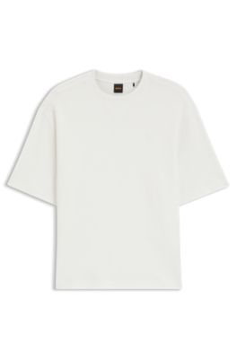 Relaxed-fit cotton T-shirt with crew neck, Natural