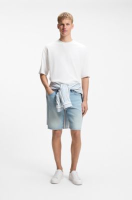 Relaxed-fit T-shirt in waffle-structured cotton, Natural