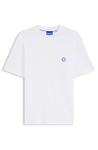 Cotton-jersey T-shirt with Happy HUGO logo, White