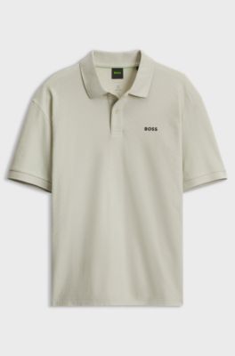 Stretch-cotton polo shirt with body-mapping, Light Beige