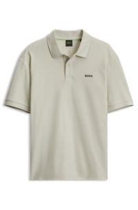 Stretch-cotton polo shirt with body-mapping, Light Beige