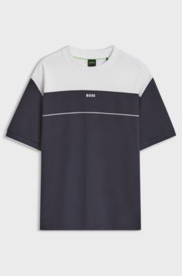 Colour-block relaxed-fit T-shirt with logo, White / Dark Blue