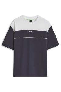 Colour-block relaxed-fit T-shirt with logo, White / Dark Blue
