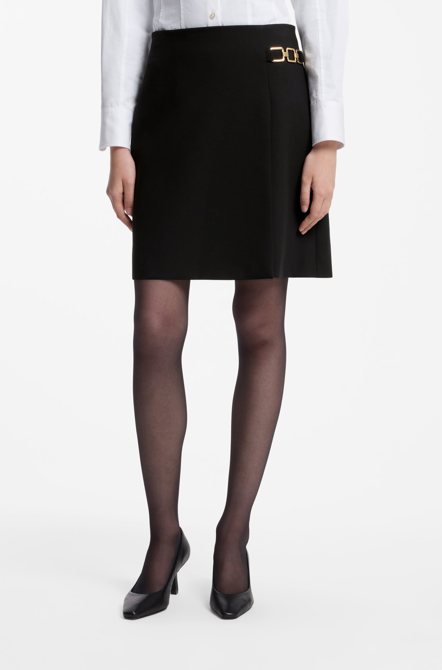 Hugo A-line skirt with gold-tone chain detail kjolar dam