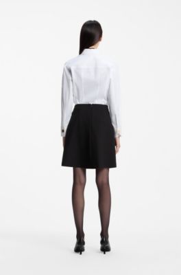 A-line skirt with gold-tone chain detail, Black