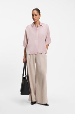 Cropped relaxed-fit blouse, Light Pink