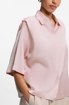 Cropped relaxed-fit blouse, Light Pink