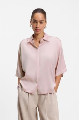 Cropped relaxed-fit blouse, Light Pink
