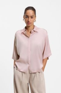 Cropped relaxed-fit blouse, Light Pink
