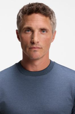 Mercerised-cotton T-shirt, Blue