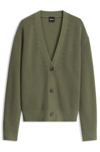 Relaxed-fit cardigan in a virgin-wool blend, Dark Green