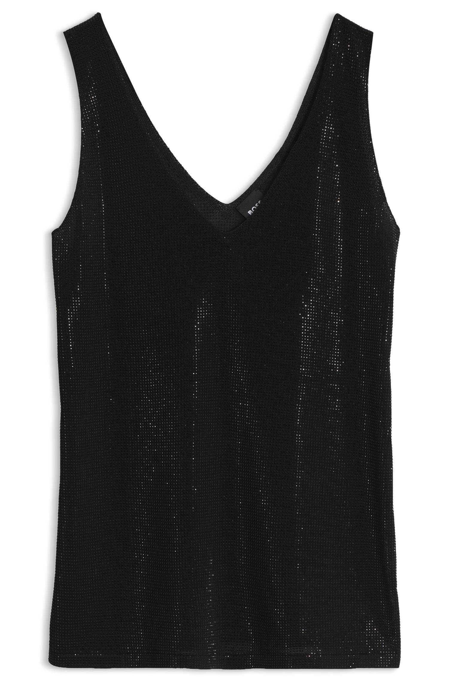 Boss Knitted V-neck top with rhinestone details toppar & linnen dam – bild 4