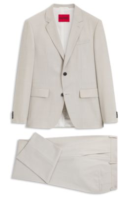Two-piece slim-fit suit in washable stretch cloth, Light Grey