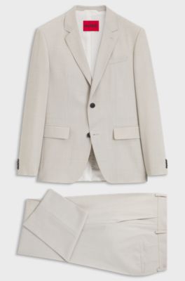 Slim-fit tweedelig pak van wasbare stretchstof, Lichtgrijs