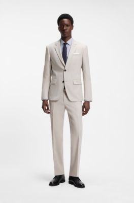 Two-piece slim-fit suit in washable stretch cloth, Light Grey