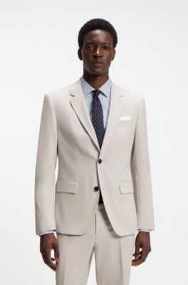 Slim-fit tweedelig pak van wasbare stretchstof, Lichtgrijs