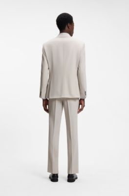 Slim-fit tweedelig pak van wasbare stretchstof, Lichtgrijs