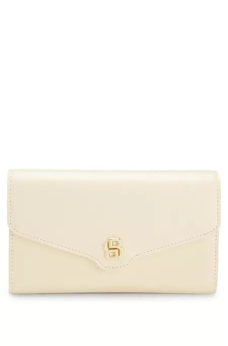 Pochette en cuir avec monogramme Double B en métal