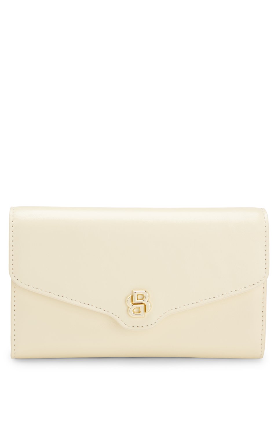 Leather clutch bag with Double B monogram hardware