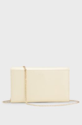 Leather clutch bag with Double B monogram hardware, Light Yellow