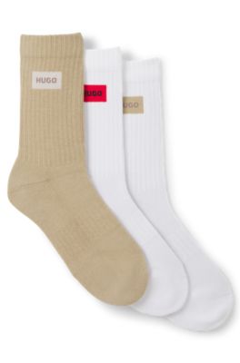 Three-pack quarter-length socks, White / Beige