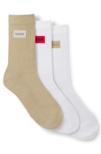 Three-pack quarter-length socks, White / Beige