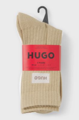 Three-pack quarter-length socks, White / Beige