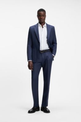 Costume Extra Slim deux pi&egrave;ces en twill de lin, Bleu fonc&eacute;