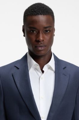 Two-piece extra-slim-fit suit in linen twill, Dark Blue