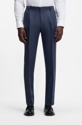 Two-piece extra-slim-fit suit in linen twill, Dark Blue