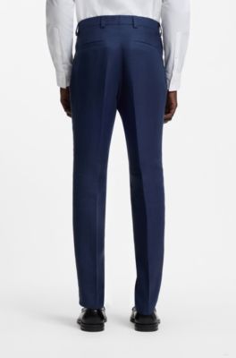 Costume Extra Slim deux pi&egrave;ces en twill de lin, Bleu fonc&eacute;