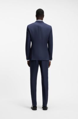 Costume Extra Slim deux pi&egrave;ces en twill de lin, Bleu fonc&eacute;