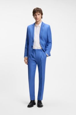 Two-piece extra-slim-fit suit in linen twill, Blue