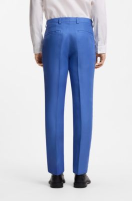 Traje extra slim fit de dos piezas en sarga de lino, Azul