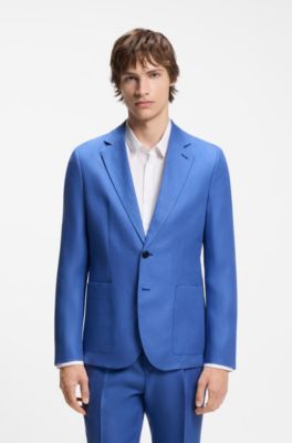 Two-piece extra-slim-fit suit in linen twill, Blue