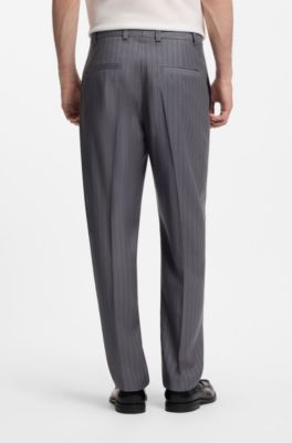 Two-piece slim-fit suit in virgin wool, Grey Stripes