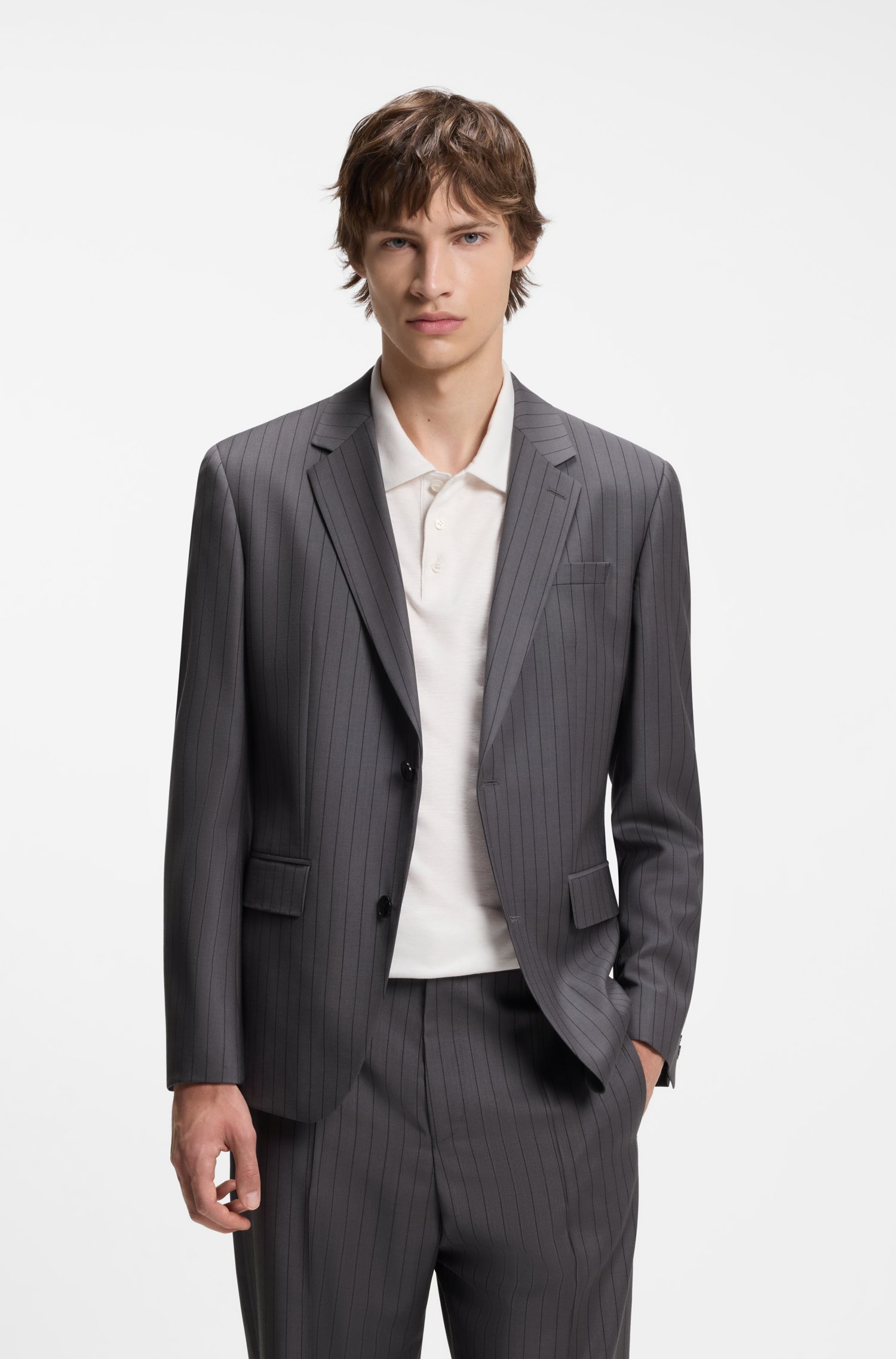 Hugo Two-piece slim-fit suit in virgin wool kostymer herr – bild 2
