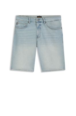 Maine regular-fit shorts in blue comfort-stretch denim, Ljusbl&aring;