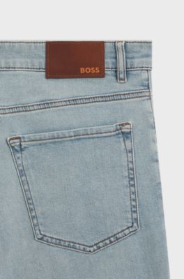 Maine-shorts med regular-fit i behagelig bl&aring; denim med str&aelig;k, Lysebl&aring;