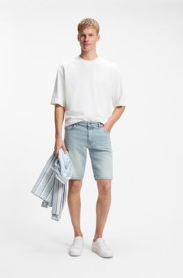 블루 컴포트 스트레치 데님 Maine 레귤러 핏 쇼츠, 라이트 블루