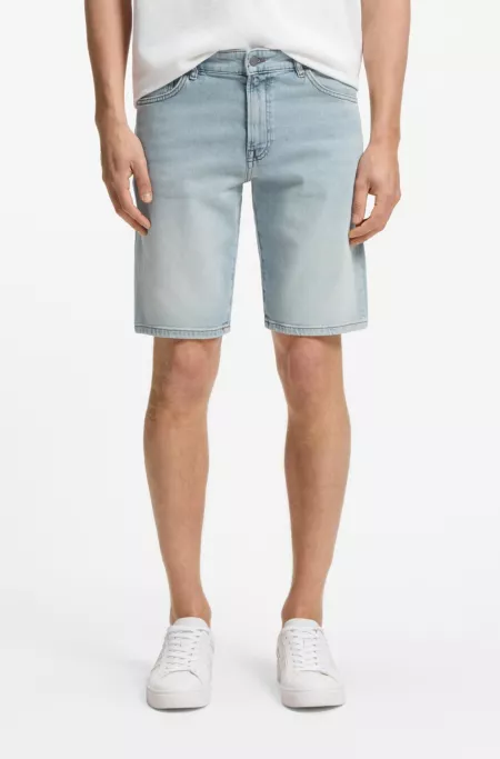 Maine Regular-Fit Shorts aus bequemem blauem Stretch-Denim
