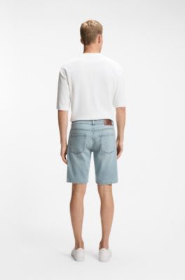 Maine regular-fit shorts in blue comfort-stretch denim, Light Blue