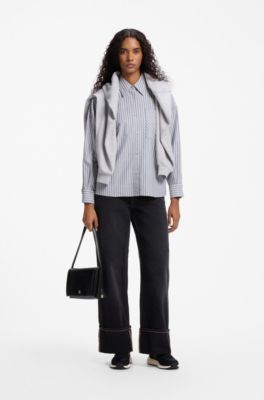 Striped cotton blouse, Patterned