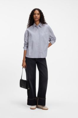 Striped cotton blouse, Patterned