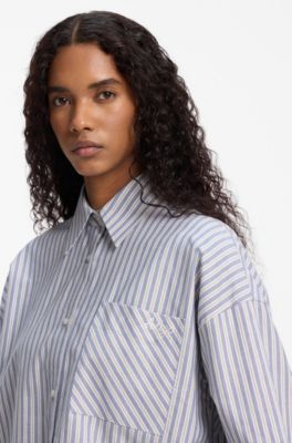 Striped cotton blouse, Patterned