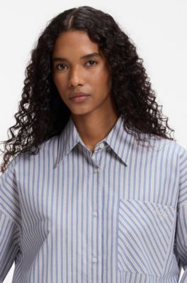 Striped cotton blouse, Patterned