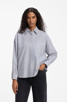 Striped cotton blouse, Patterned