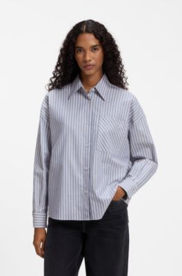 Striped cotton blouse, Patterned