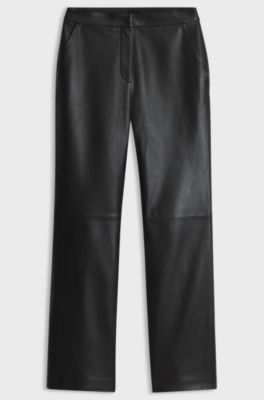 Regular-fit trousers in nappa leather, Black