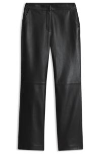 Regular-fit trousers in nappa leather, Black